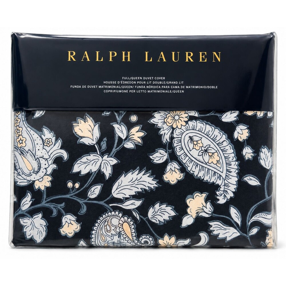Ralph Lauren Delphine Paisley Duvet Cover Full/Queen Navy 300 TC 100% Cotton